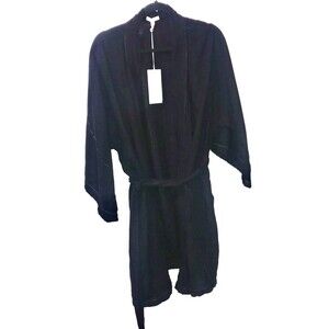 Calme Johnny Was Women's Size Medium Black 100% Cotton Kimono Robe Gauzy Light